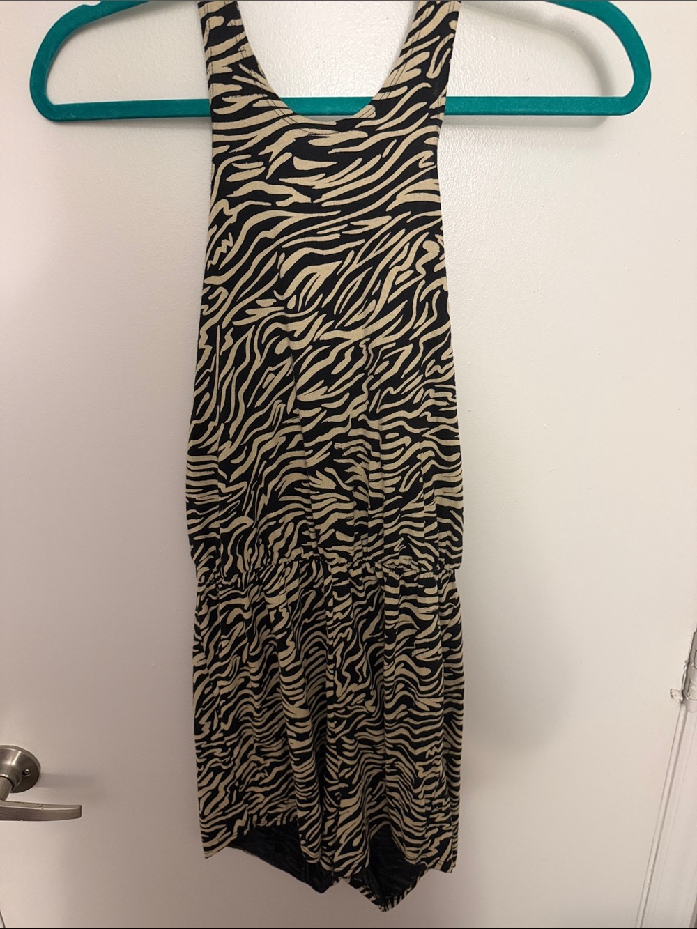 RVCA Black and Cream Zebra-Print Romper